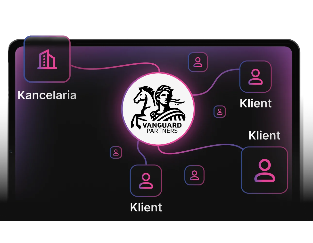 Tablet z logo Vanguard Partners